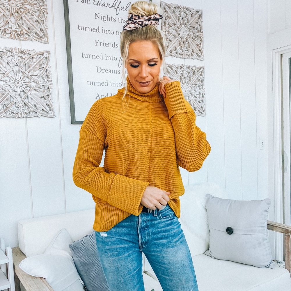 Mustard yellow turtle neck sweater